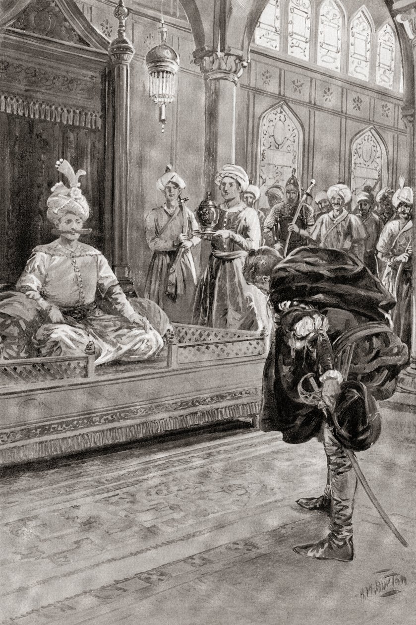 Sir Anthony Shirley visitando la corte de Shah Abbas el Grande, Persia en 1599, de la Historia de las Naciones de Hutchinson, pub.1915 de H. M. (after) Burton