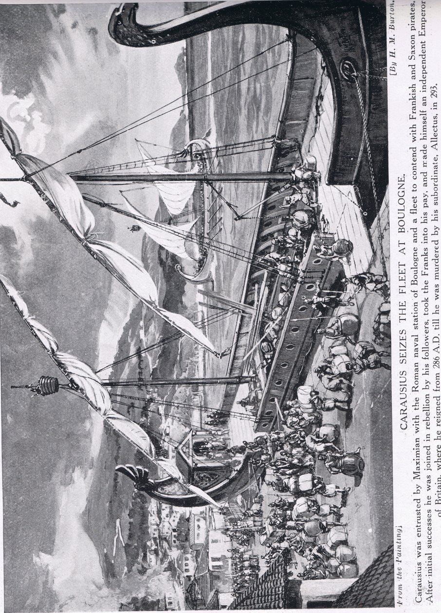 Carausio tomando la flota en Boulogne, ilustración de 