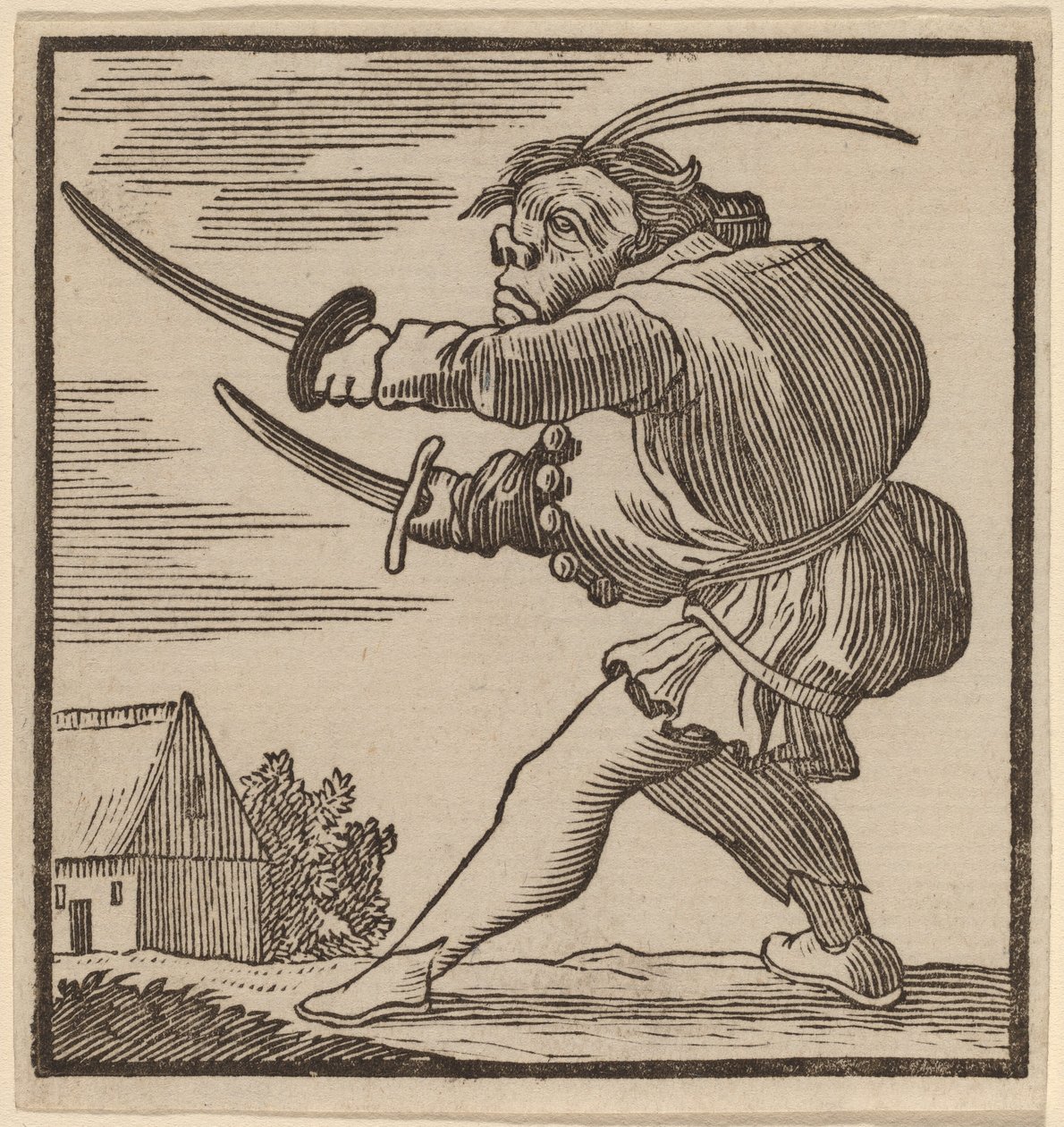 Jorobado blandiendo dos espadas de H. Numan after Jacques Callot