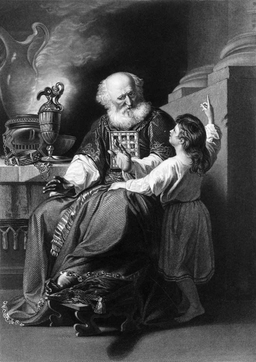 Eli percibió que el Señor había llamado al niño, siglo XIX de H. Robinson