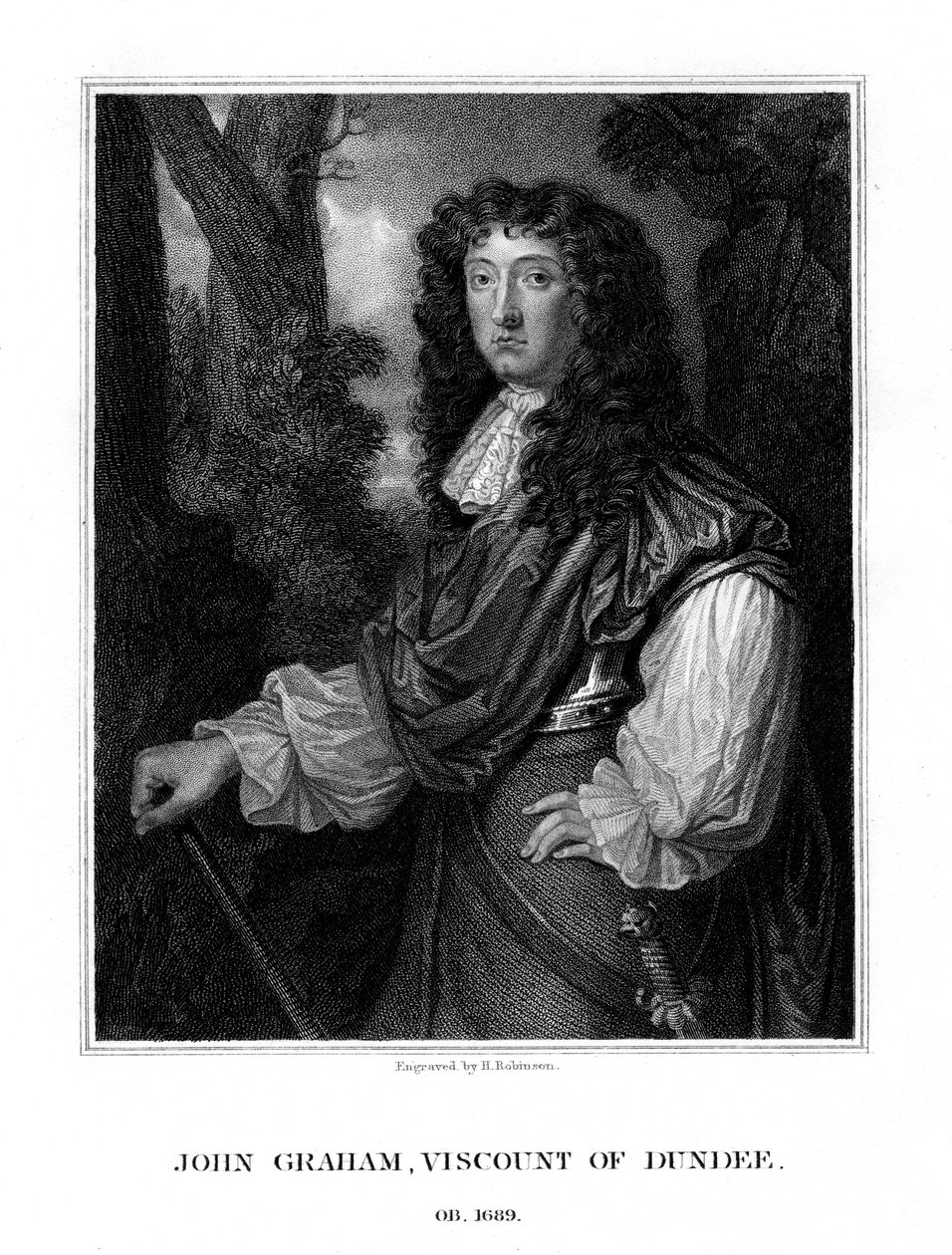 John Graham de Claverhouse, 1er Vizconde de Dundee, comandante jacobita escocés, 1829 de H. Robinson