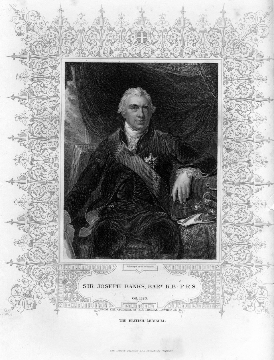 Sir Joseph Banks 1743-1820, naturalista, botánico y mecenas de la ciencia inglés, siglo XIX de H. Robinson