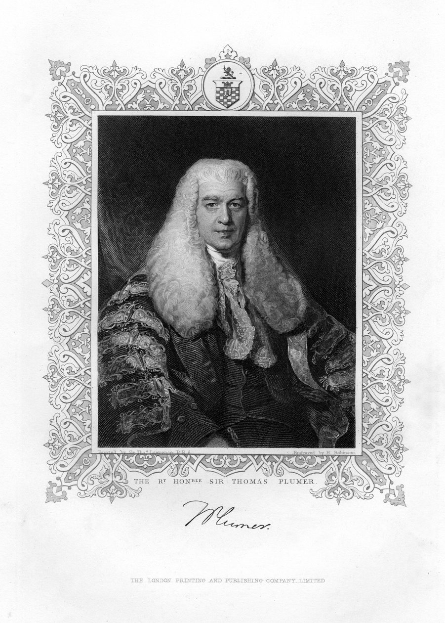 Sir Thomas Plumer 1753-1824, juez y político británico, siglo XIX de H. Robinson