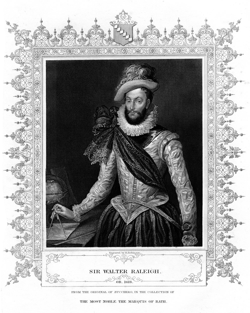 Sir Walter Raleigh, escritor, poeta, cortesano y explorador de H. Robinson