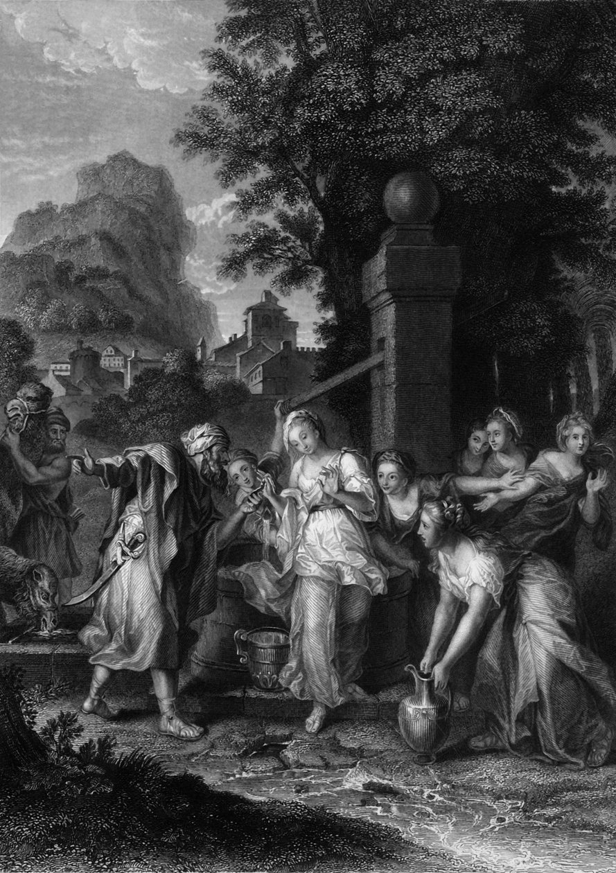 El encuentro de Eliezer y Rebeca en el pozo, siglo XIX de H. Robinson