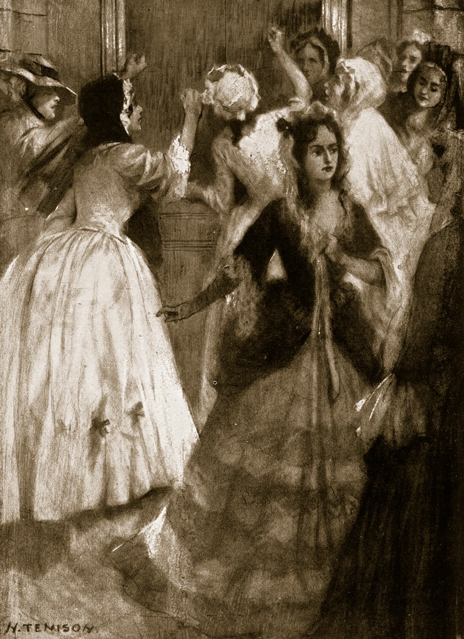 Damas clamando por admisión a la Cámara de los Lores, 1758, ilustración de la Historia de la Nación Británica de Hutchinson, c.1923 de H. Tenison