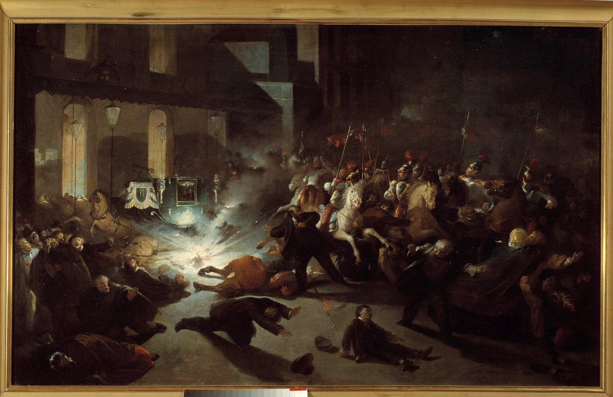 Intento de asesinato a Napoleón III por Felice Orsini en París el 14 de enero de H. Vittori Romano