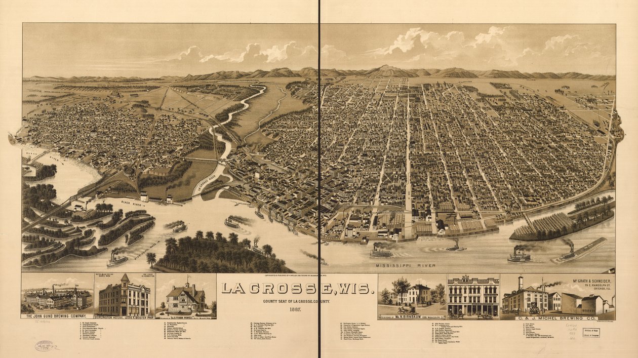 La Crosse, Wisconsin, sede del condado de La Crosse 1887 de H. Wellge