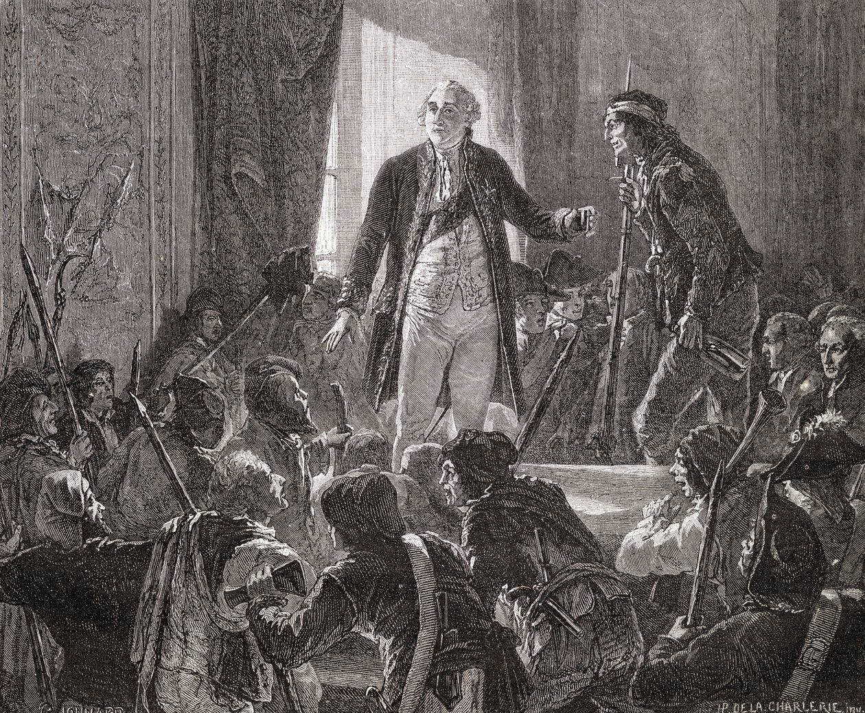 El rey Luis XVI (1754-93) brinda por la salud de la nación, 20 de junio de 1792 de H. de la Charlerie
