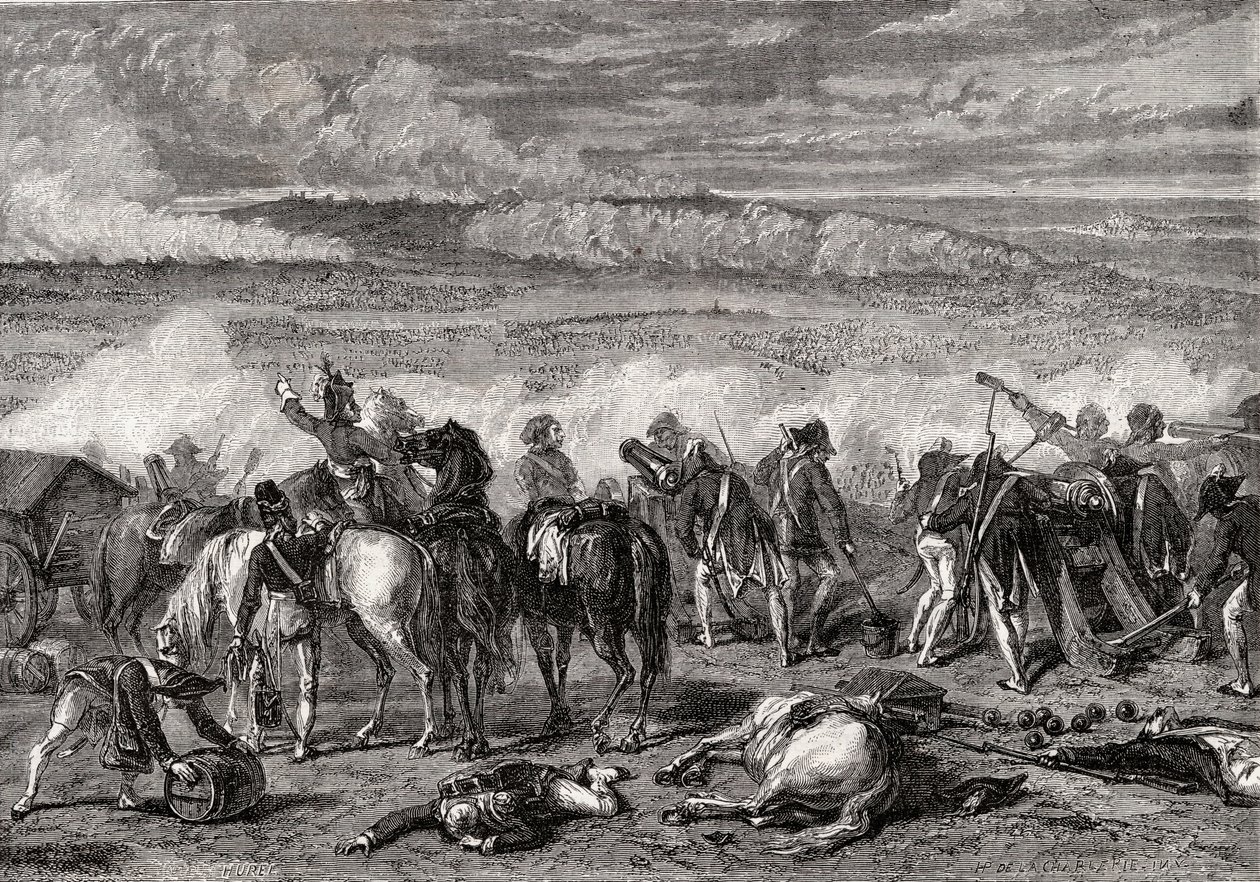 La batalla de Jemappes, 6 de noviembre de 1792, grabado por Alexandre Hurel de H. de la Charlerie