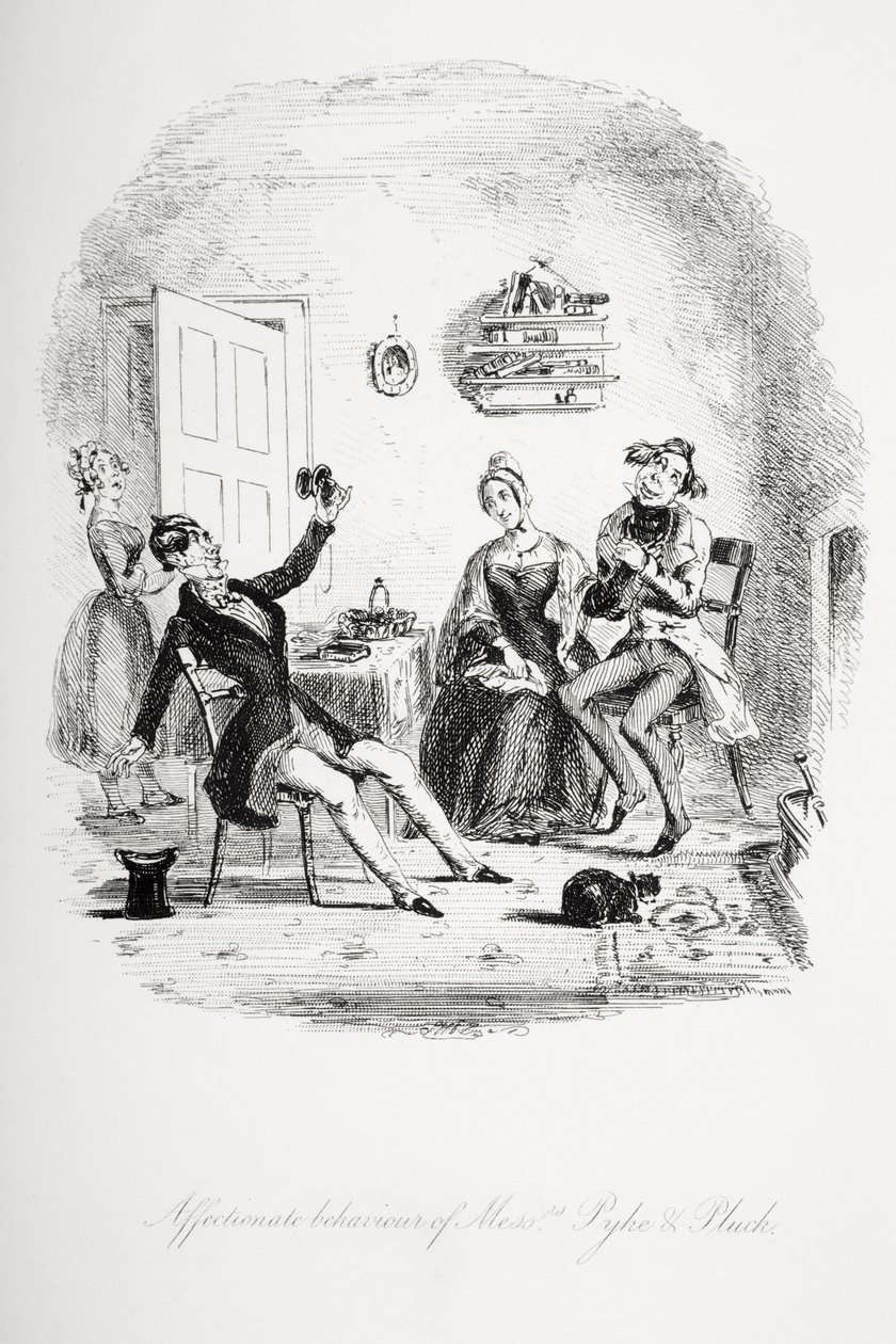 Comportamiento afectuoso de los Sres. Pyke y Pluck, ilustración de 