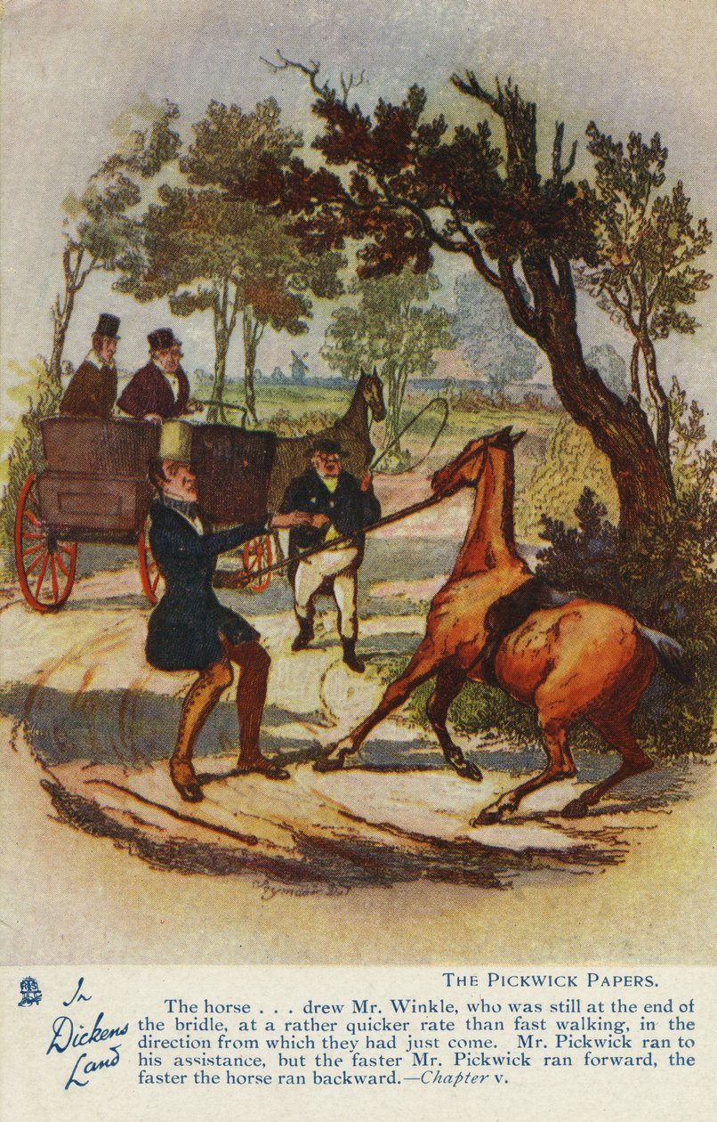 En la tierra de Dickens - Postales de Los Papeles Póstumos del Club Pickwick, c.1905 de Hablot Knight Browne