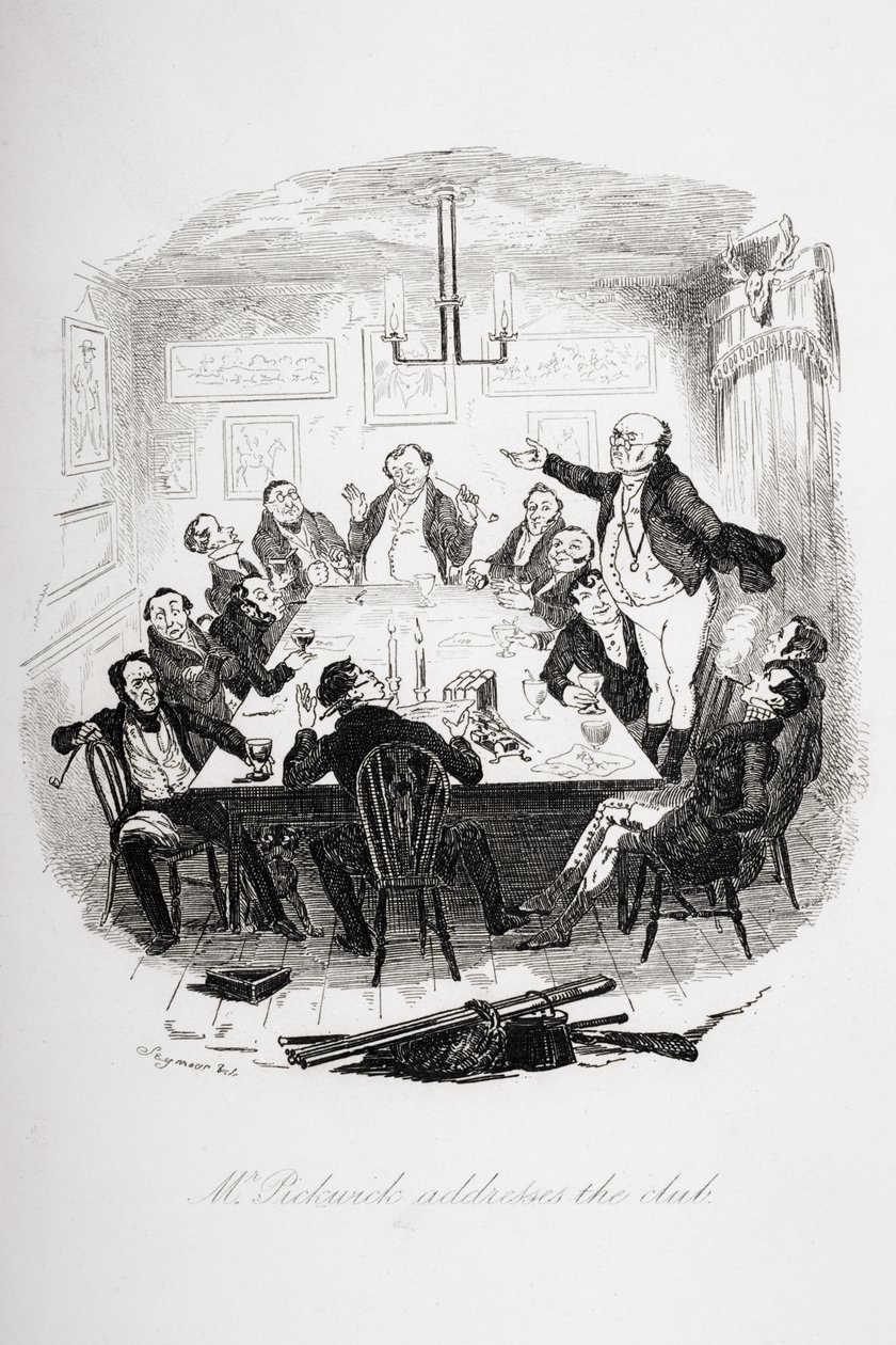 El Sr. Pickwick se dirige al club, ilustración de 