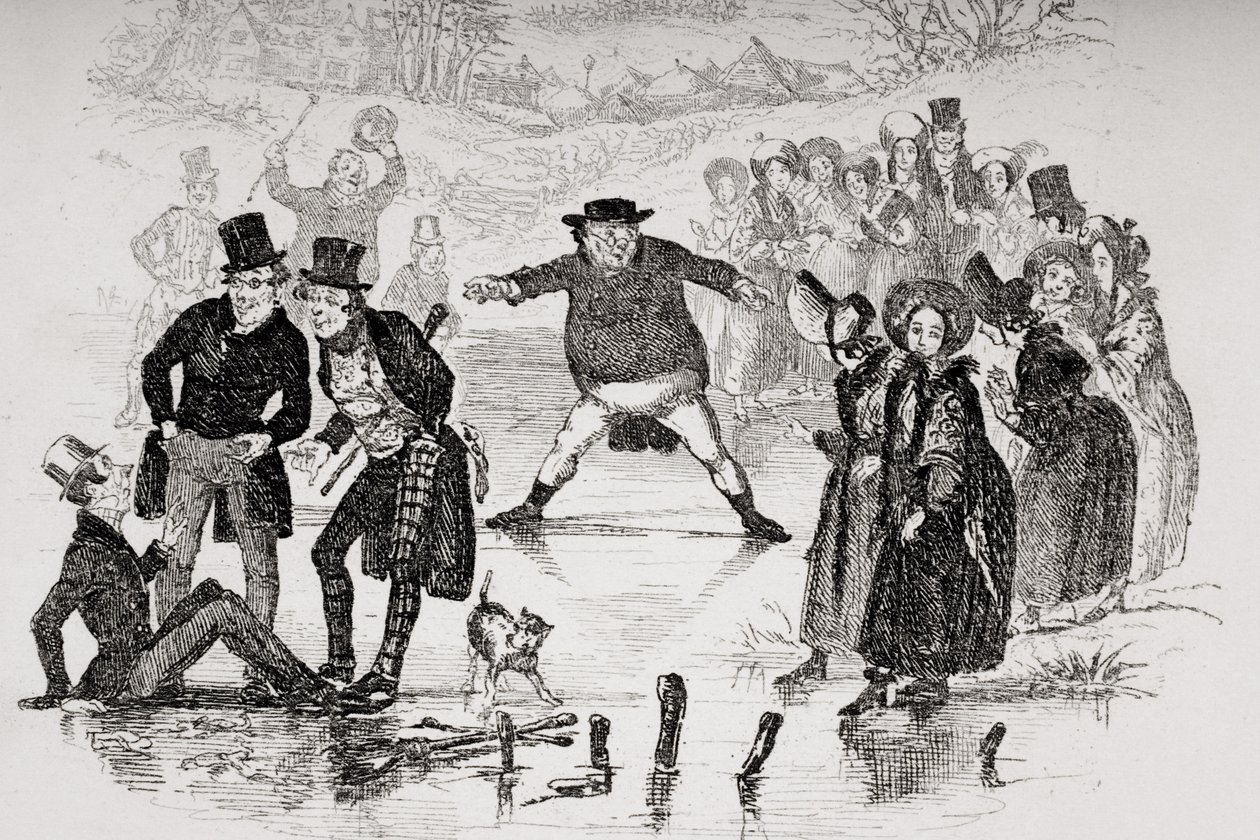 El Sr. Pickwick se desliza, ilustración de 