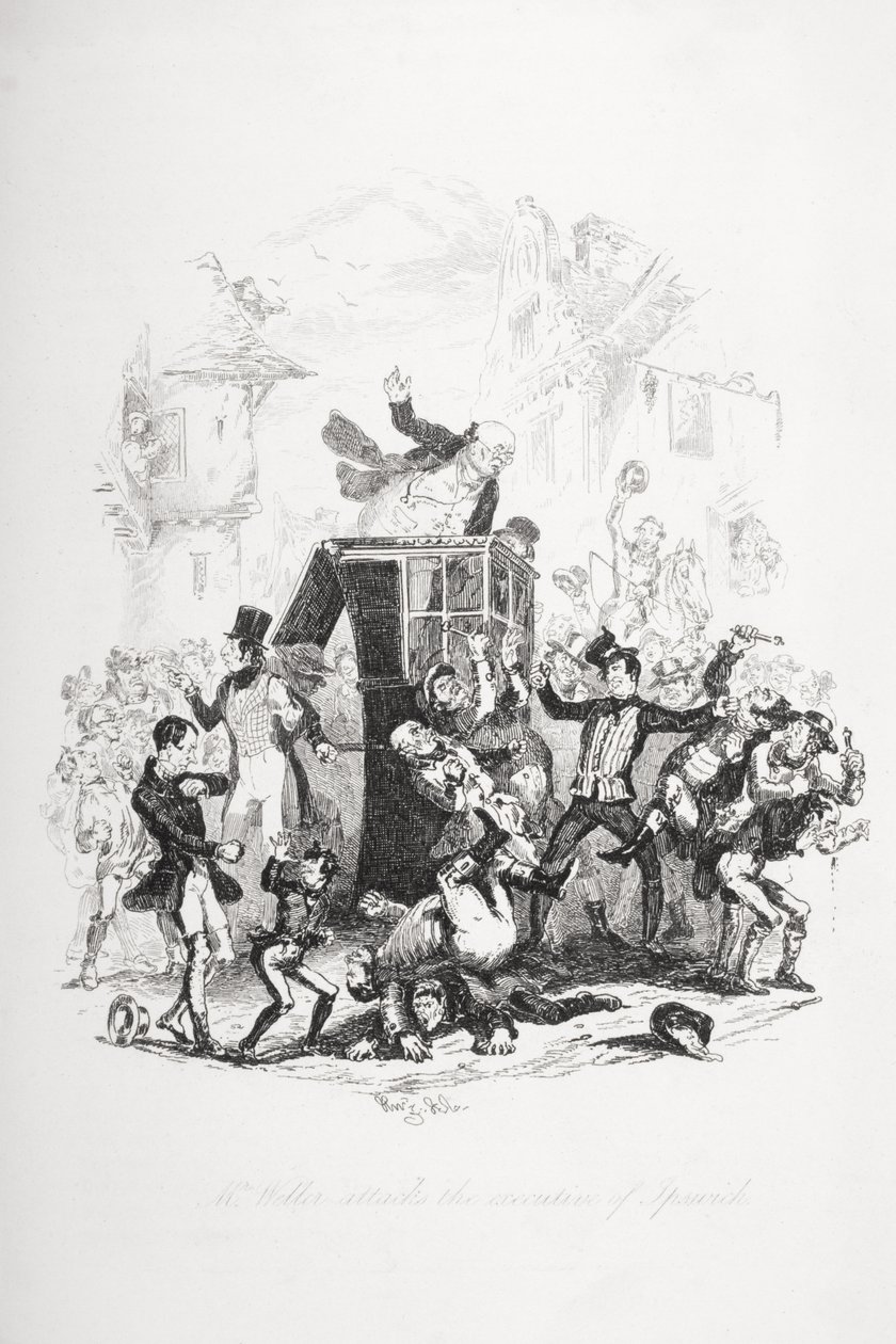 El Sr. Weller ataca al ejecutivo de Ipswich, ilustración de 