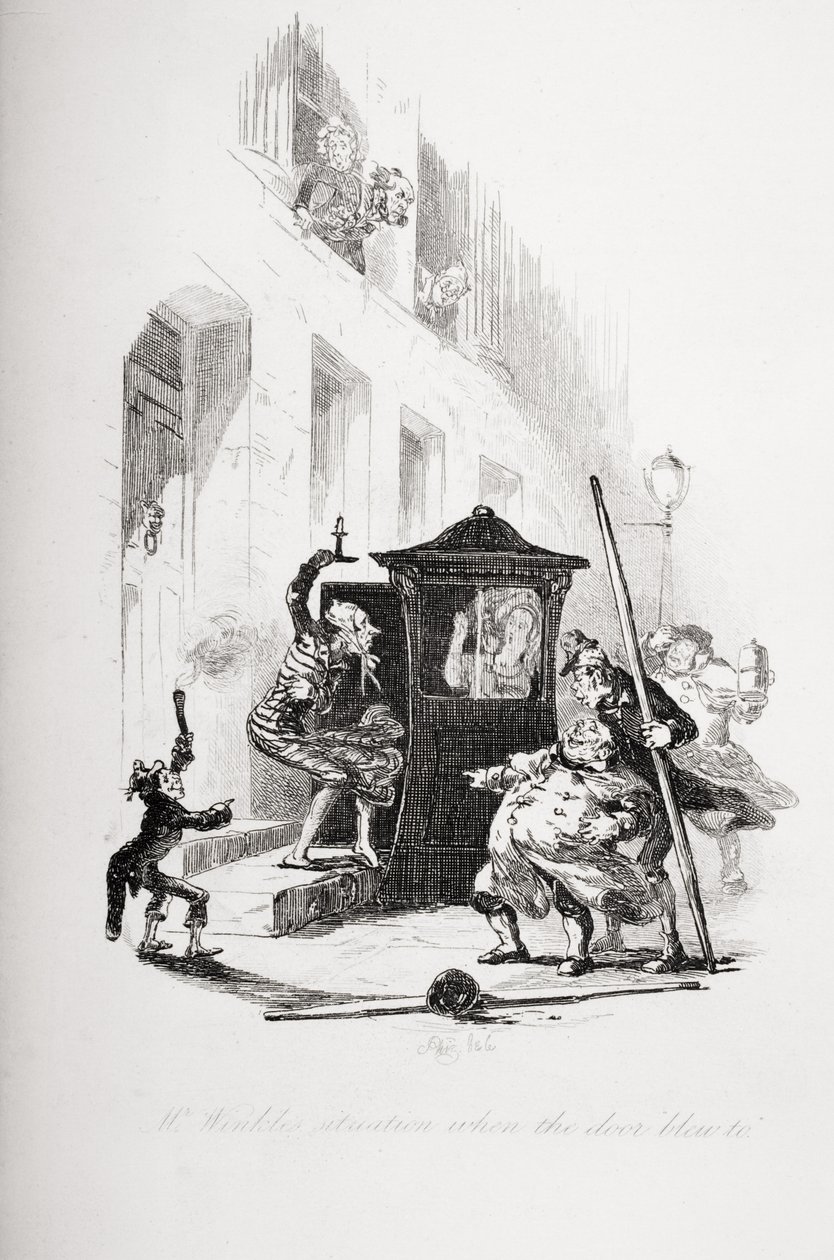 La situación del Sr. Winkle cuando la puerta se cerró, ilustración de 