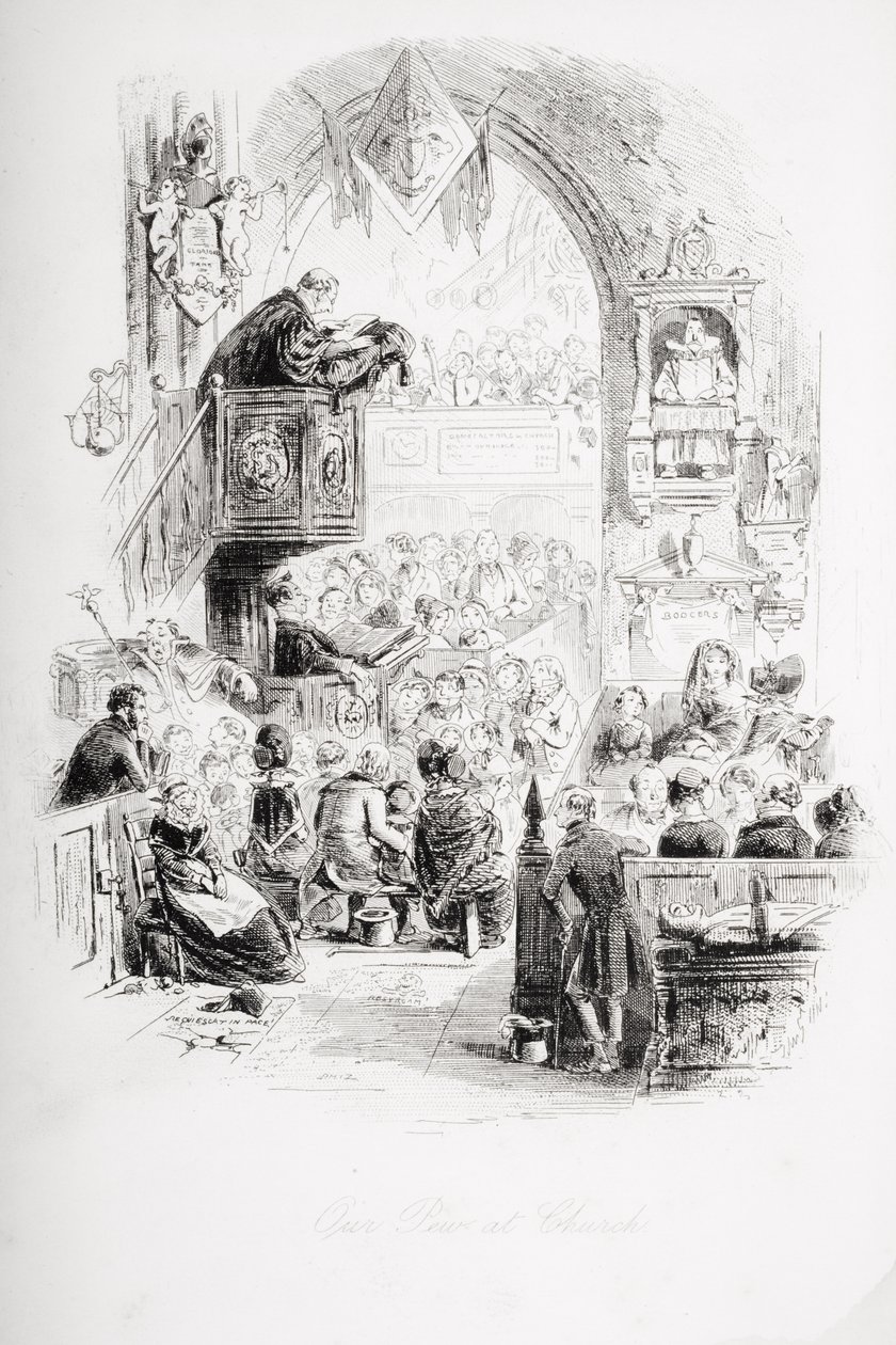 Nuestro banco en la iglesia, ilustración de 