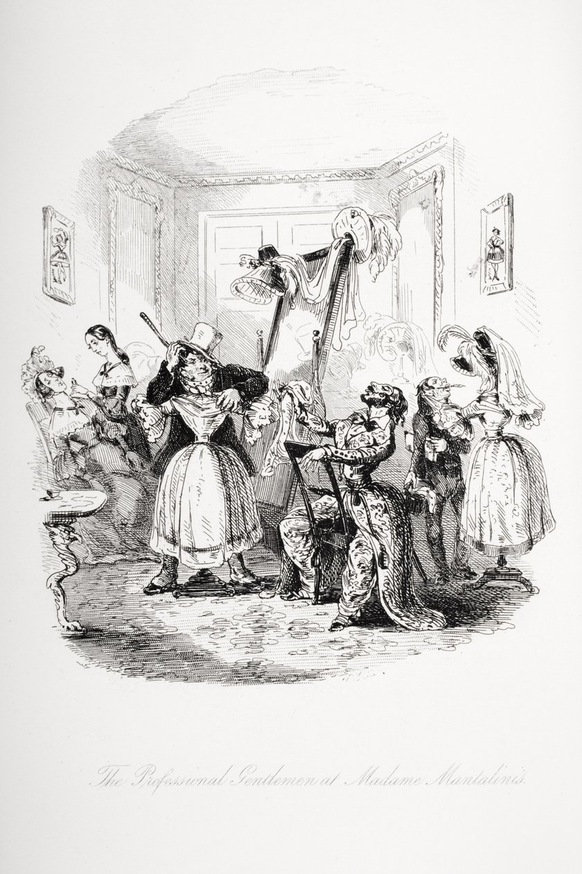 El caballero profesional en Madame Mantalini, ilustración de 
