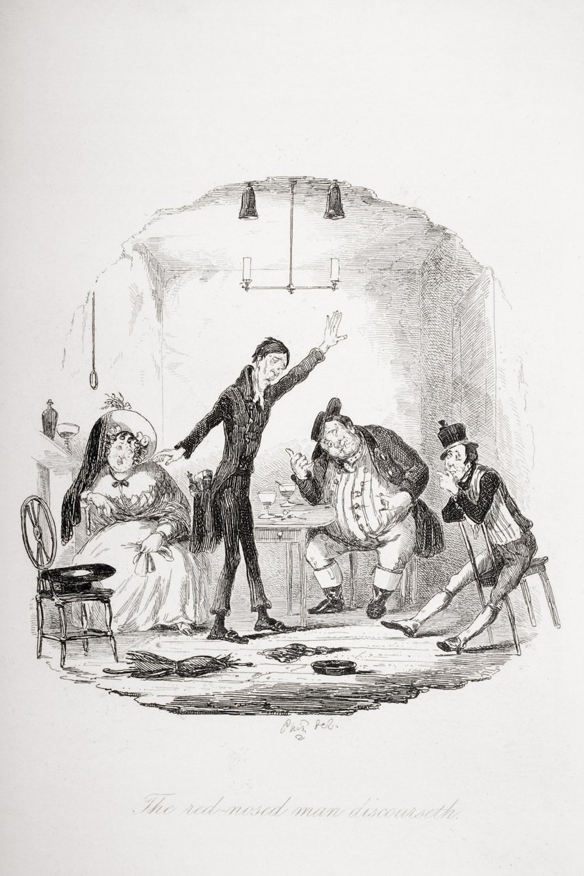 El hombre de nariz roja discursea, ilustración de 
