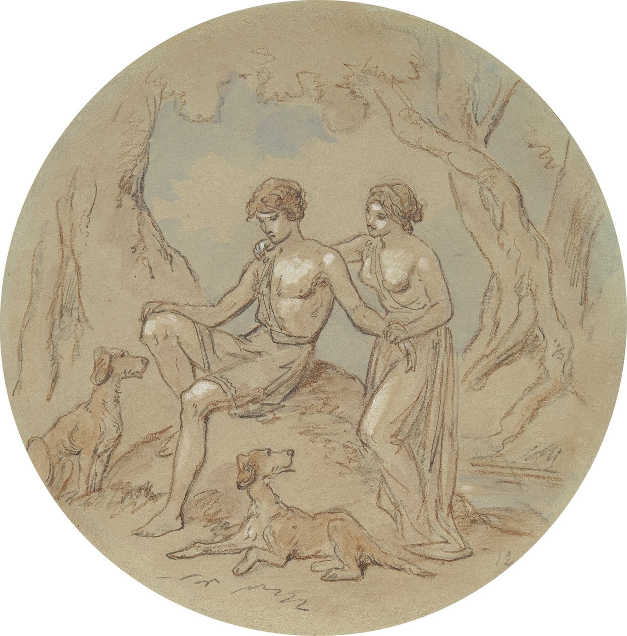 Uno de los dieciocho diseños para una serie de láminas que ilustran Venus y Adonis de Hablot Knight Browne