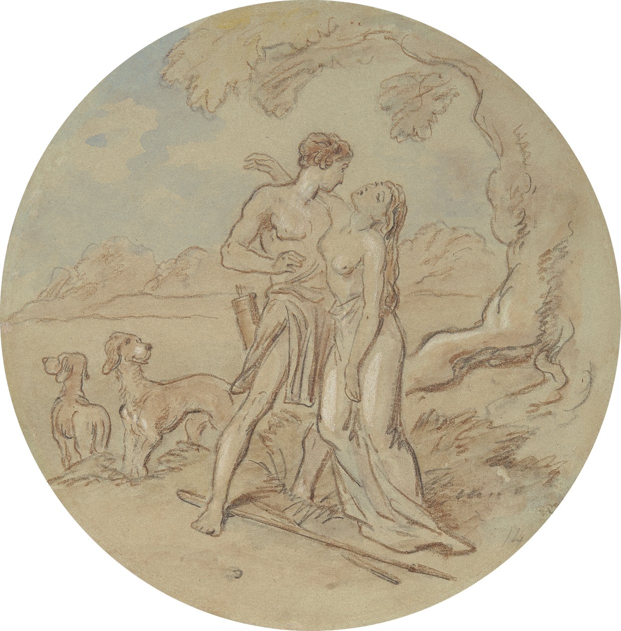 Uno de los dieciocho diseños para una serie de láminas que ilustran Venus y Adonis de Hablot Knight Browne