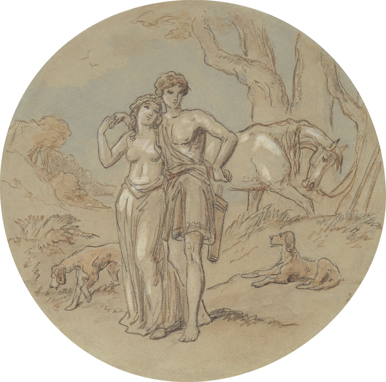 Uno de los dieciocho diseños para una serie de láminas que ilustran Venus y Adonis de Hablot Knight Browne