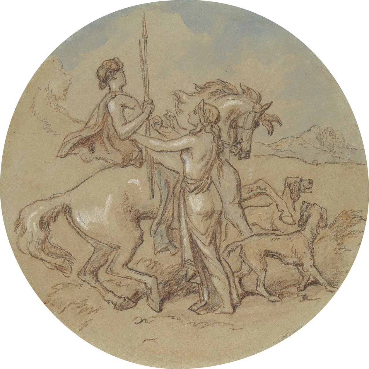 Uno de los dieciocho diseños para una serie de láminas que ilustran Venus y Adonis de Hablot Knight Browne