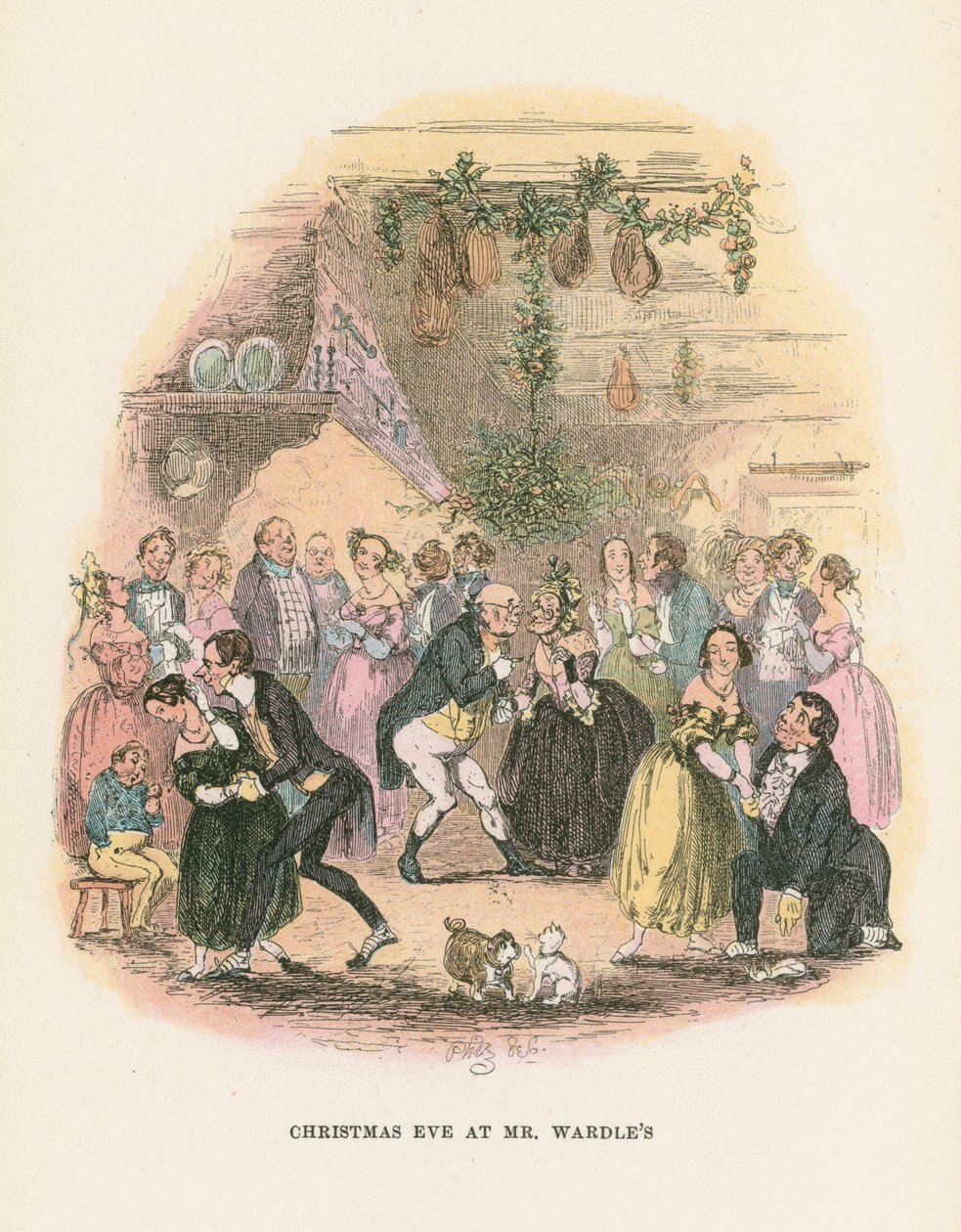 Escena de Los papeles póstumos del Club Pickwick de Charles Dickens, 1836-1837 de Hablot Knight Browne