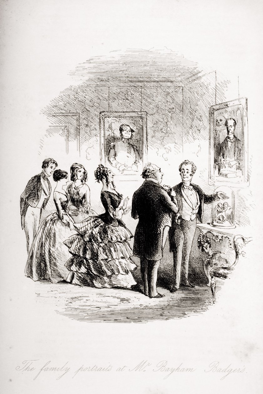 Los retratos familiares en la casa del Sr. Bayham Badger, ilustración de 