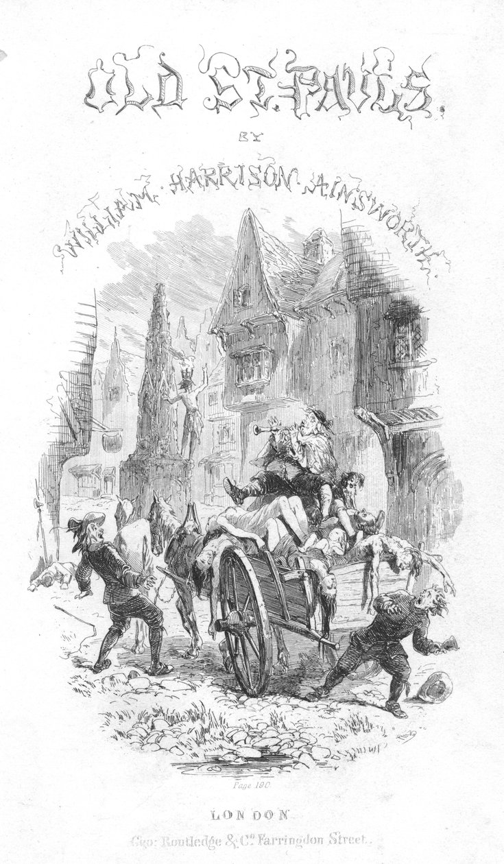 Página de título de Old Saint Pauls por William Harrison Ainsworth, 1855 de Hablot Knight Browne
