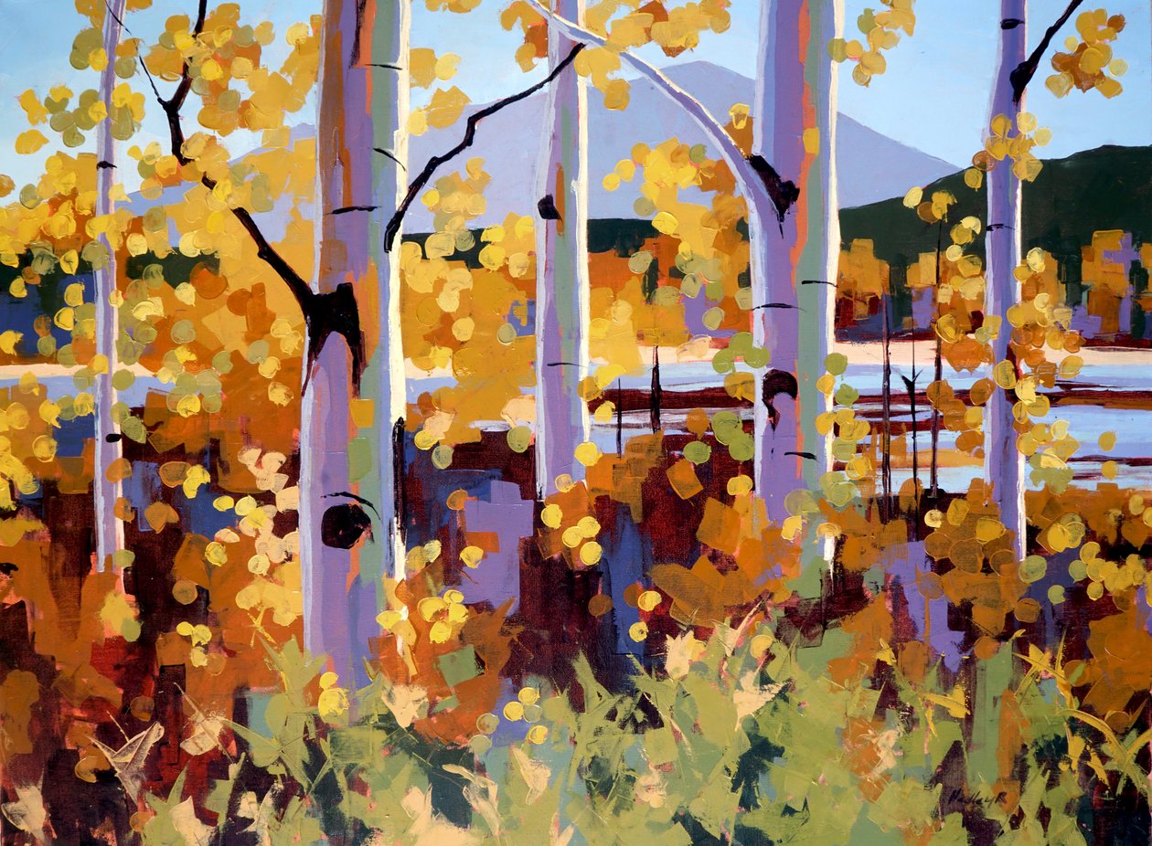 Teton Aspen, c. 2024 (óleo sobre lienzo) de Hadley Rampton
