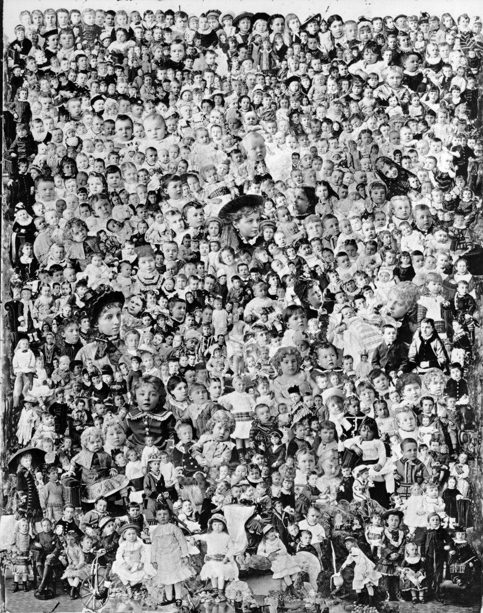 Gemas de Columbia Británica 1881, foto compuesta de retratos de niños tomados el año anterior, 1882 (foto en blanco y negro) de Hannah Maynard