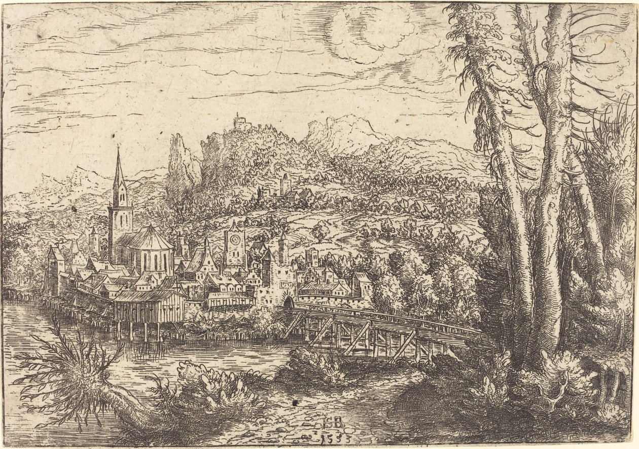 Vista de una Ciudad cerca de un Río de Hanns Lautensack
