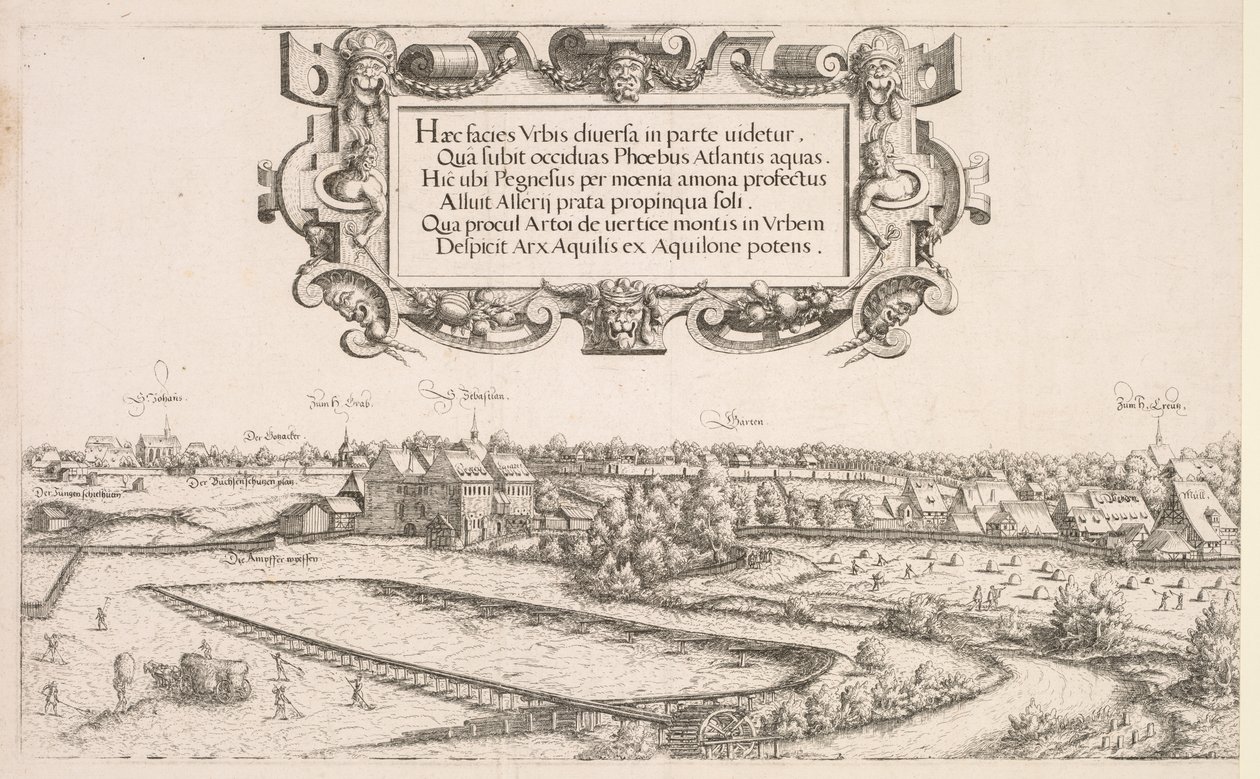 Vista panorámica de Núremberg: Porción izquierda, 1552 de Hanns Sebald Lautensack