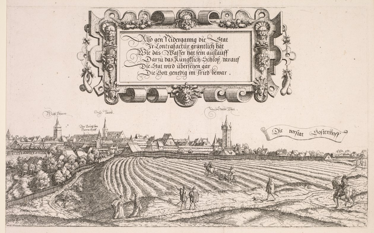 Vista panorámica de Núremberg: Porción derecha, 1552 de Hanns Sebald Lautensack