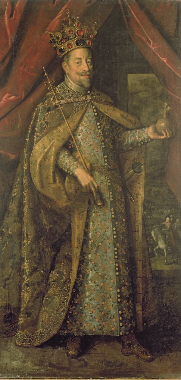 Emperador Matías de Austria con ropas de coronación bohemias, c.1613 de Hans von Aachen