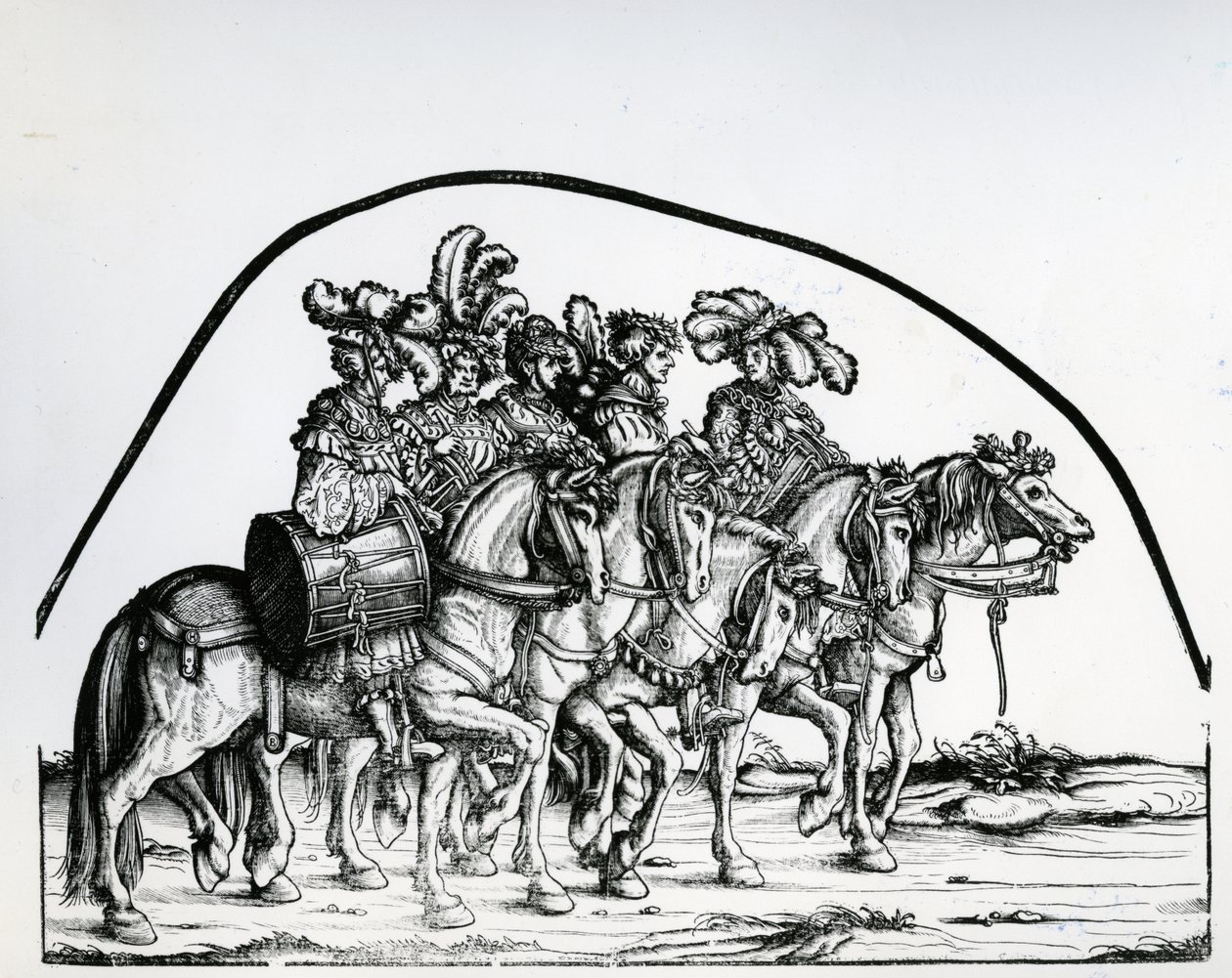 Un grupo de tamborileros, del desfile triunfal del emperador Maximiliano I, c.1517 de Hans Burgkmair