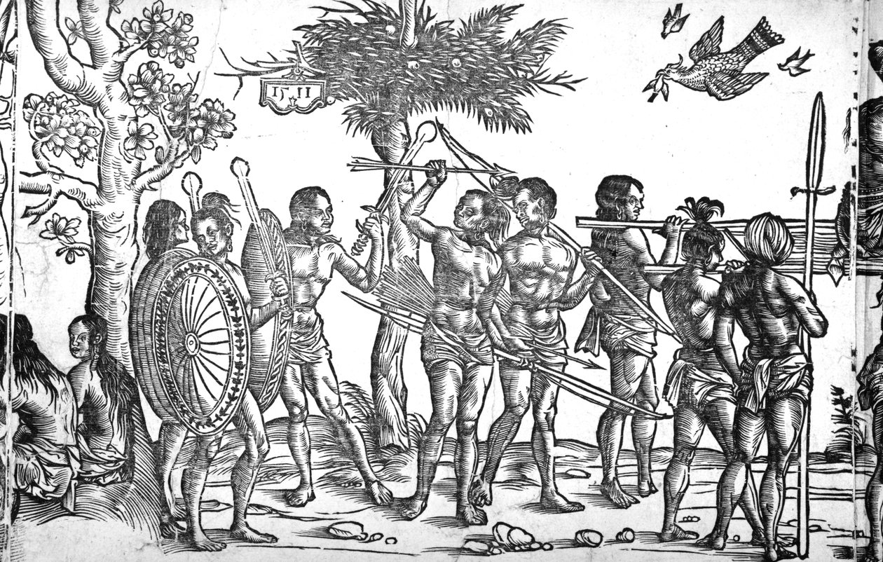 Der Kunig von Gutzin, grabado por George Glockendon, 1511 de Hans Burgkmair