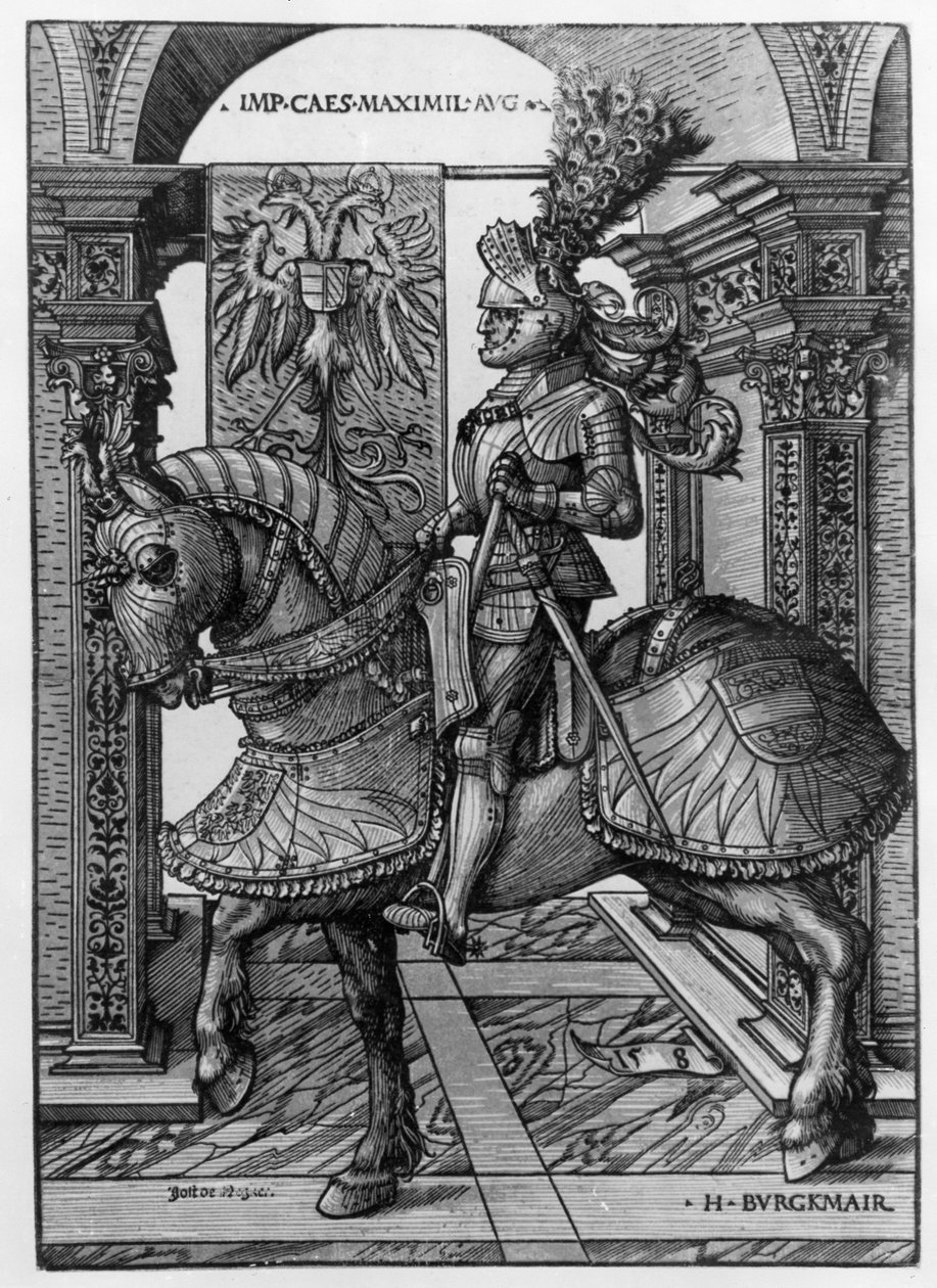 Retrato ecuestre de Maximiliano I (1459-1519) c.1508 de Hans Burgkmair