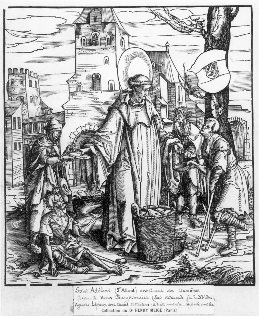San Adelardo (c.752-827) distribuyendo limosnas de Hans Burgkmair