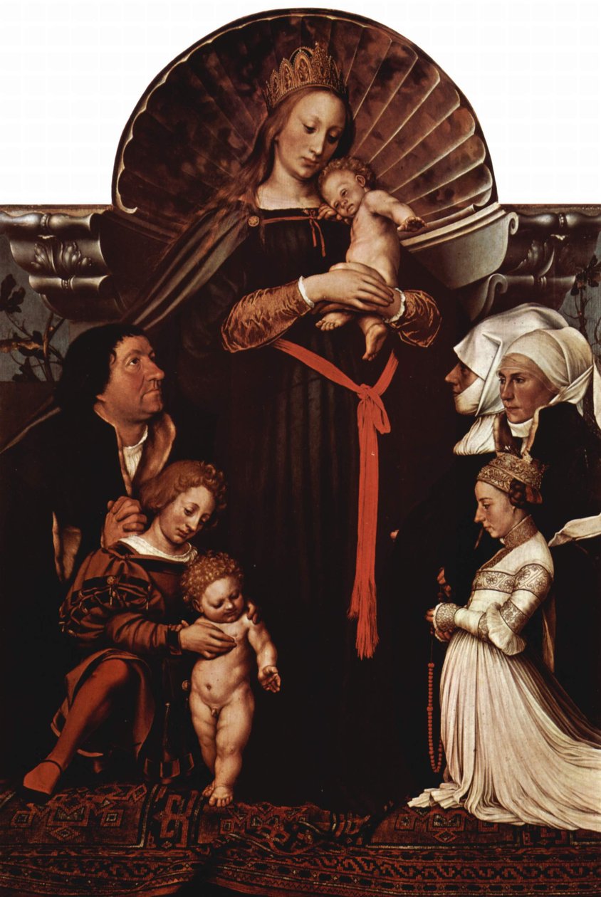 Madonna del alcalde de Basilea Jakob Meyer (Madonna de Darmstadt), con retratos de donantes de Hans Holbein
