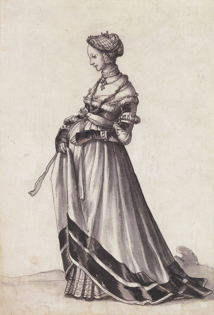 Mujer de Basilea Caminando hacia la Izquierda de Hans Holbein der Jüngere