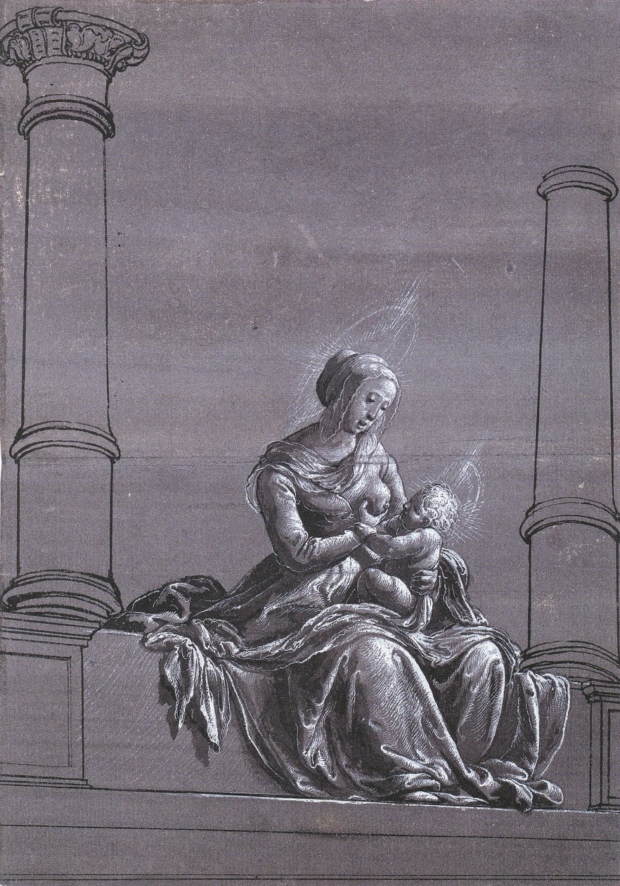 Virgen y Niño Entre Columnas de Hans Holbein der Jüngere