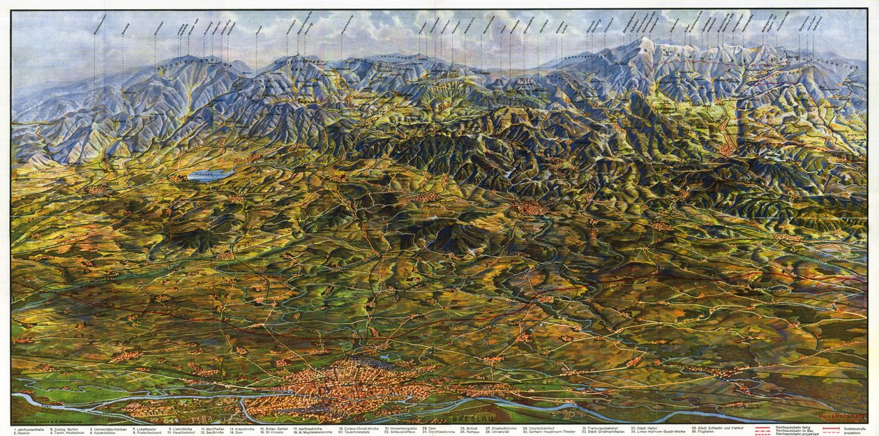 Panorama de la Baja Silesia y los Sudetes de Hans Holzapfel