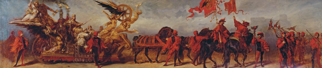 Diseño para la procesión del jubileo del emperador Francisco José: los trabajadores ferroviarios, 1879 de Hans Makart