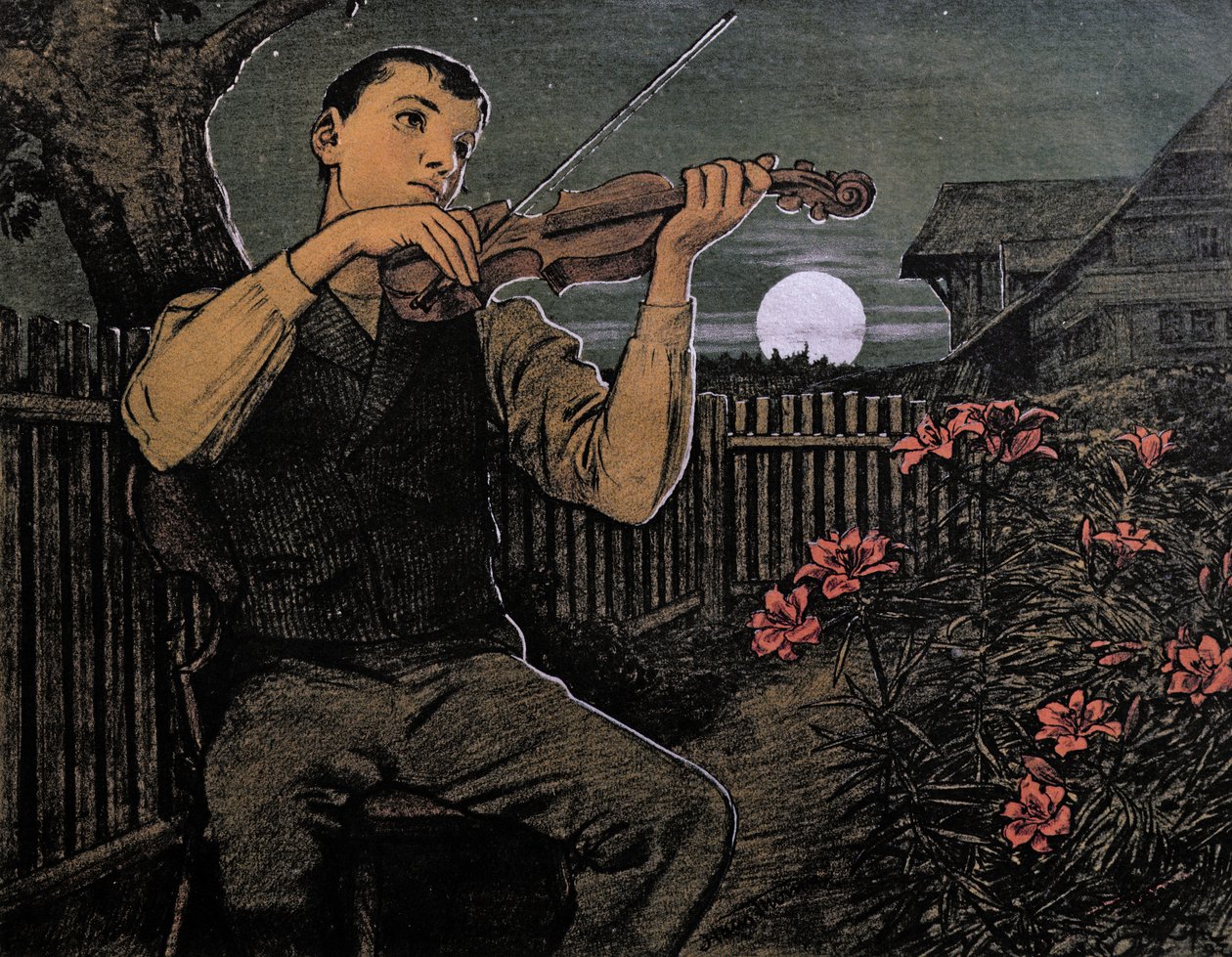 Violinista a la luna de Hans Thoma