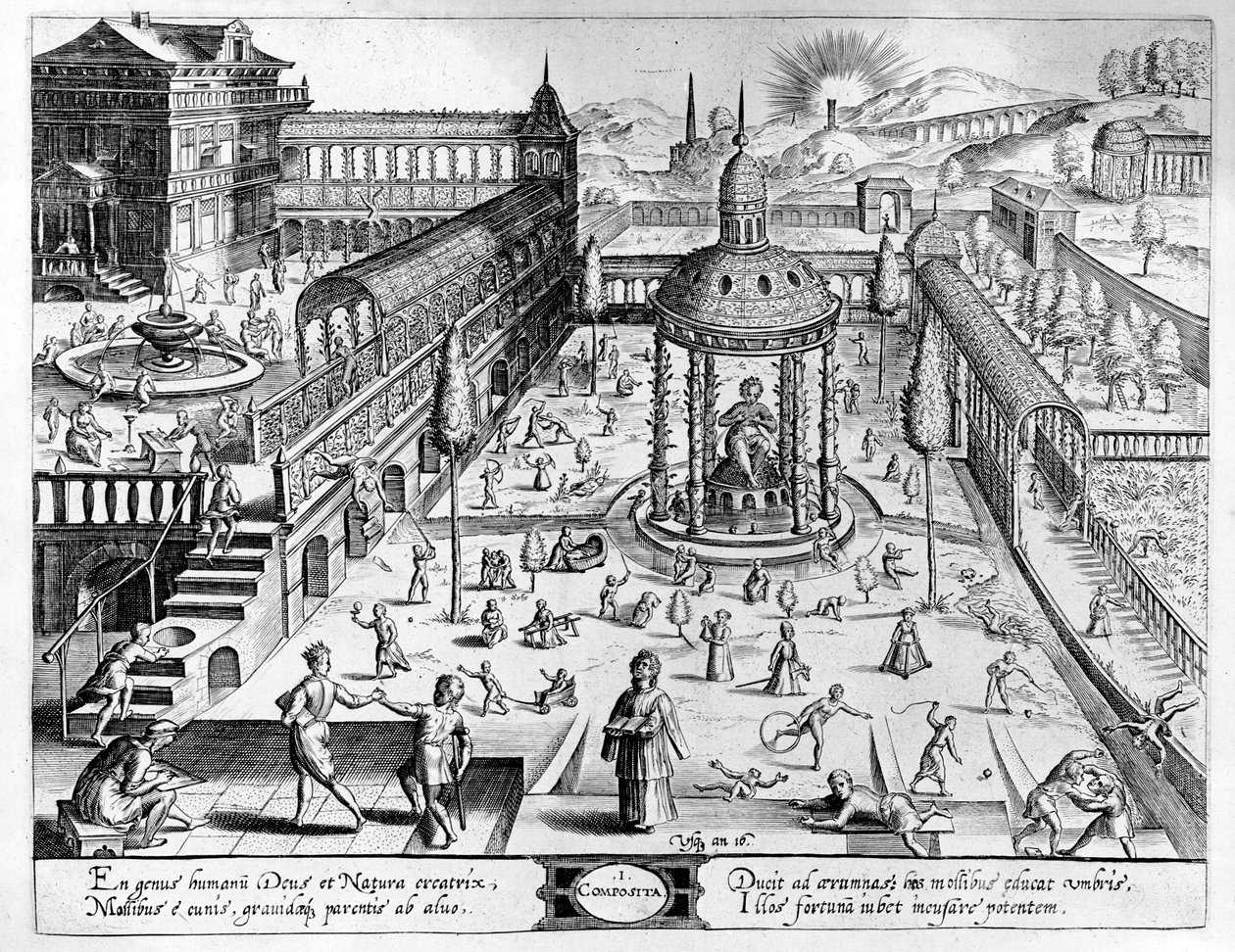 Composita, grabado por Johannes Wierix (1549-c.1618) reimpreso 1638 de Hans or Jan Vredeman de Vries