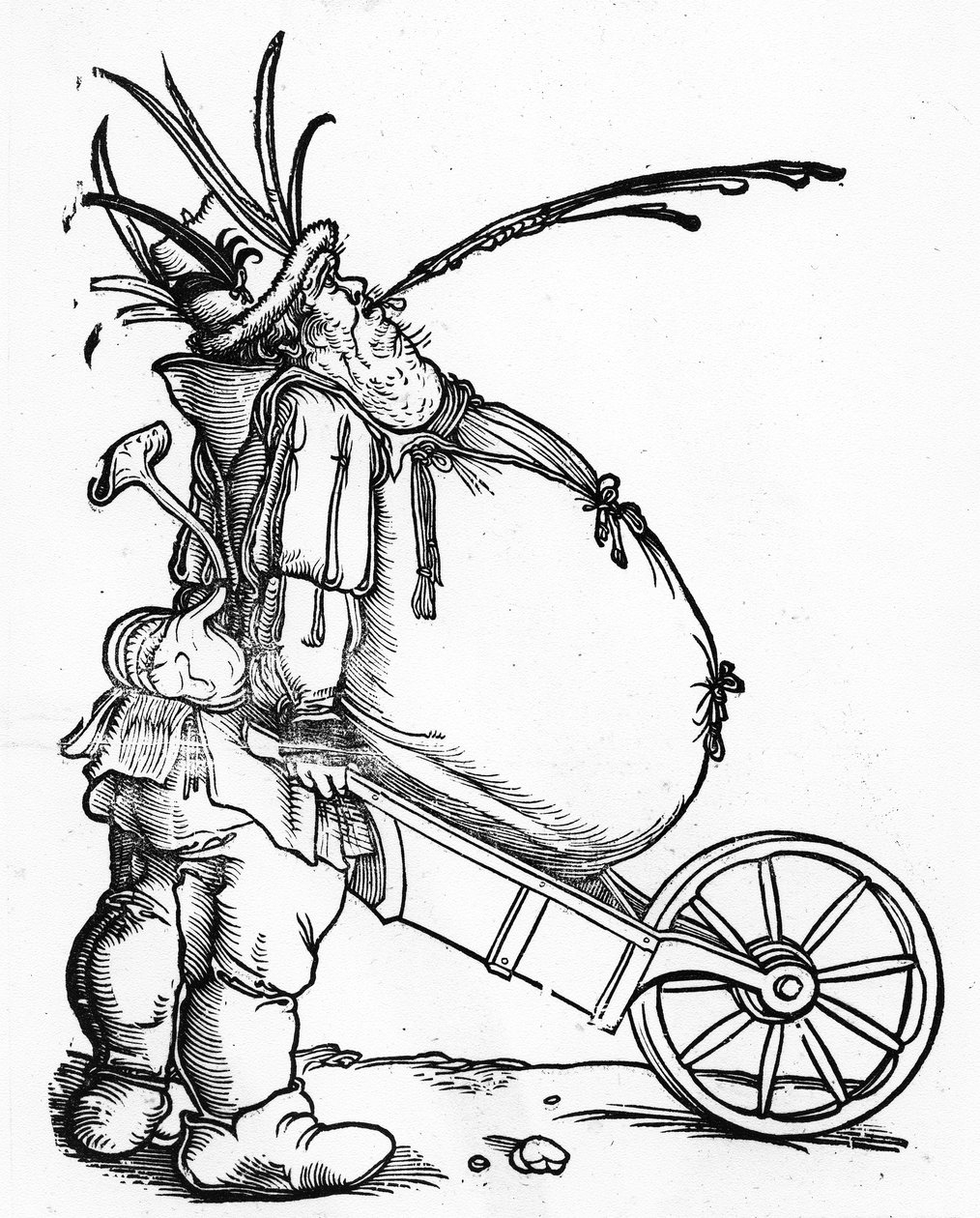 Un hombre gordo y una carretilla, c.1521 de Hans Weiditz