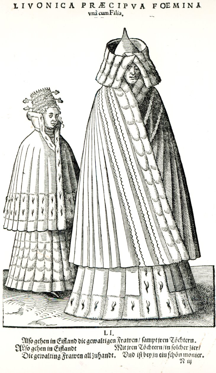 Trajes de una noble livonia y su hija, 1577 de Hans Weigel