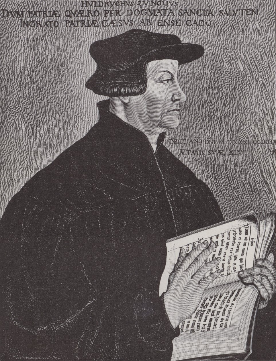 Huldrych Zwingli, líder de la Reforma en Suiza (grabado) de Hans (after) Asper